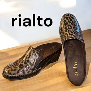 Rialto Women's Brown Black Leopard Print Slip-On Mules Size 6.5M